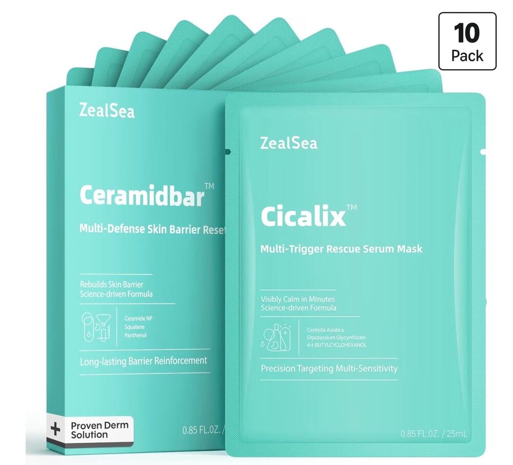 ZealSea Cicalix Rescue Serum Sheet Masks 10 Pack Hydrating & Soothing